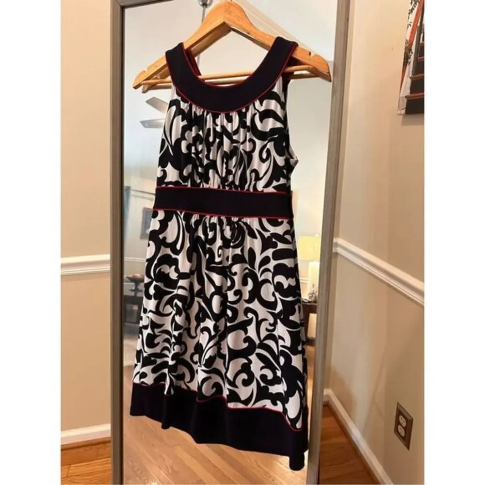 Enfocus Shift Dress Blue White Red Size 6